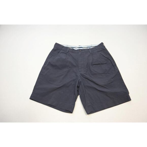 Brooks Brothers Supima Khaki Chino Shorts Dark Blue Pleated Mens Size 34 - Picture 1 of 3